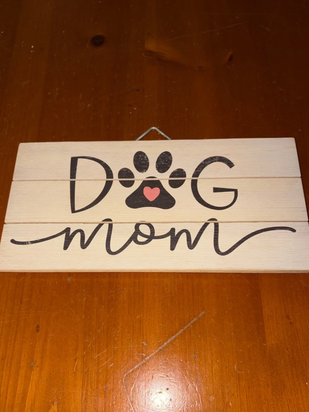 Dog Mom Wooden Wall Sign - Black & Pink Lettering